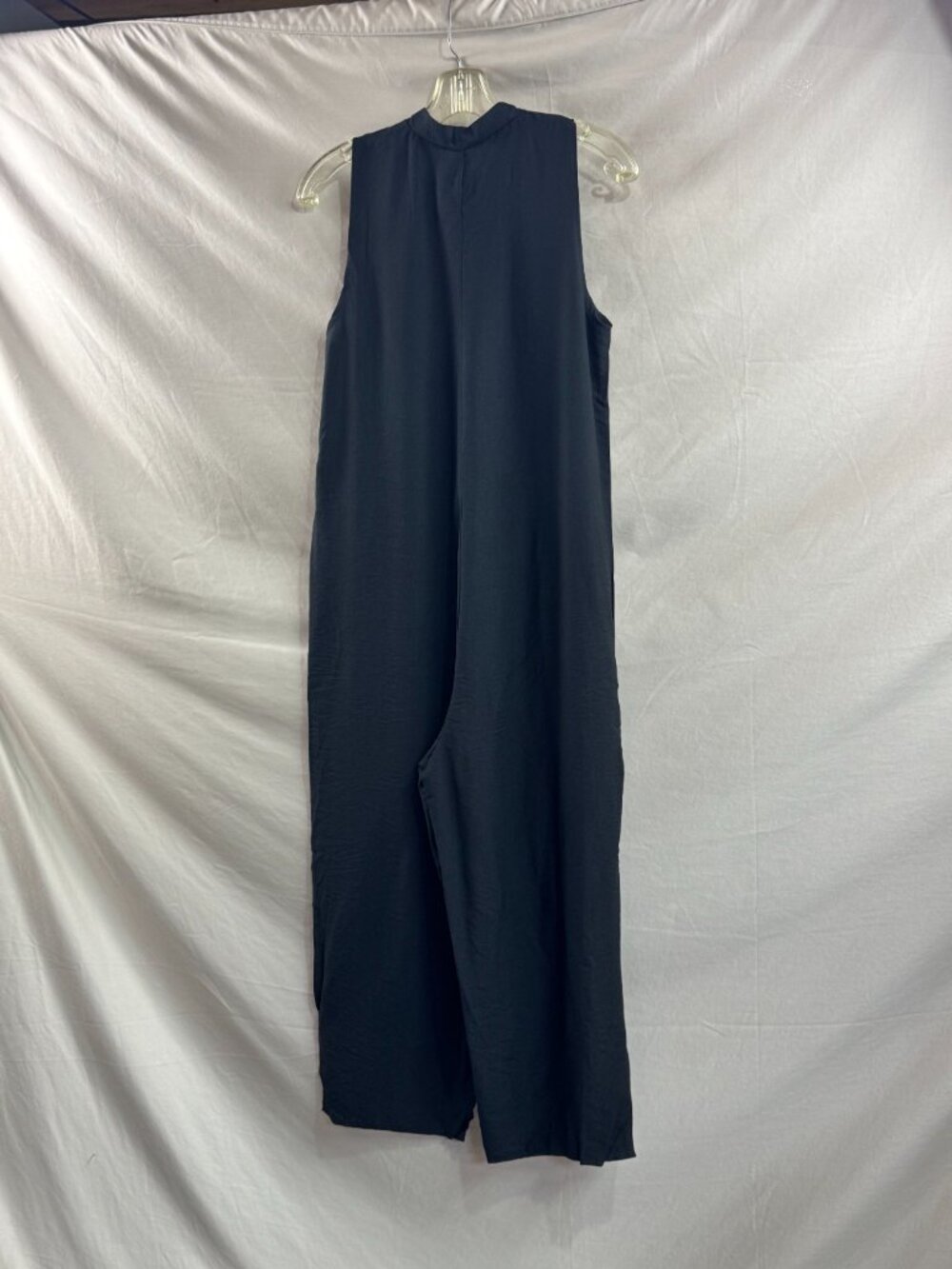 Minimalist Black Sleeveless Wide Leg Jumpsuit Overall - Picture 8 of 8